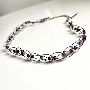 Vintage Beaded Flower Stretch Choker Necklace